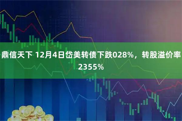 鼎信天下 12月4日岱美转债下跌028%，转股溢价率2355%